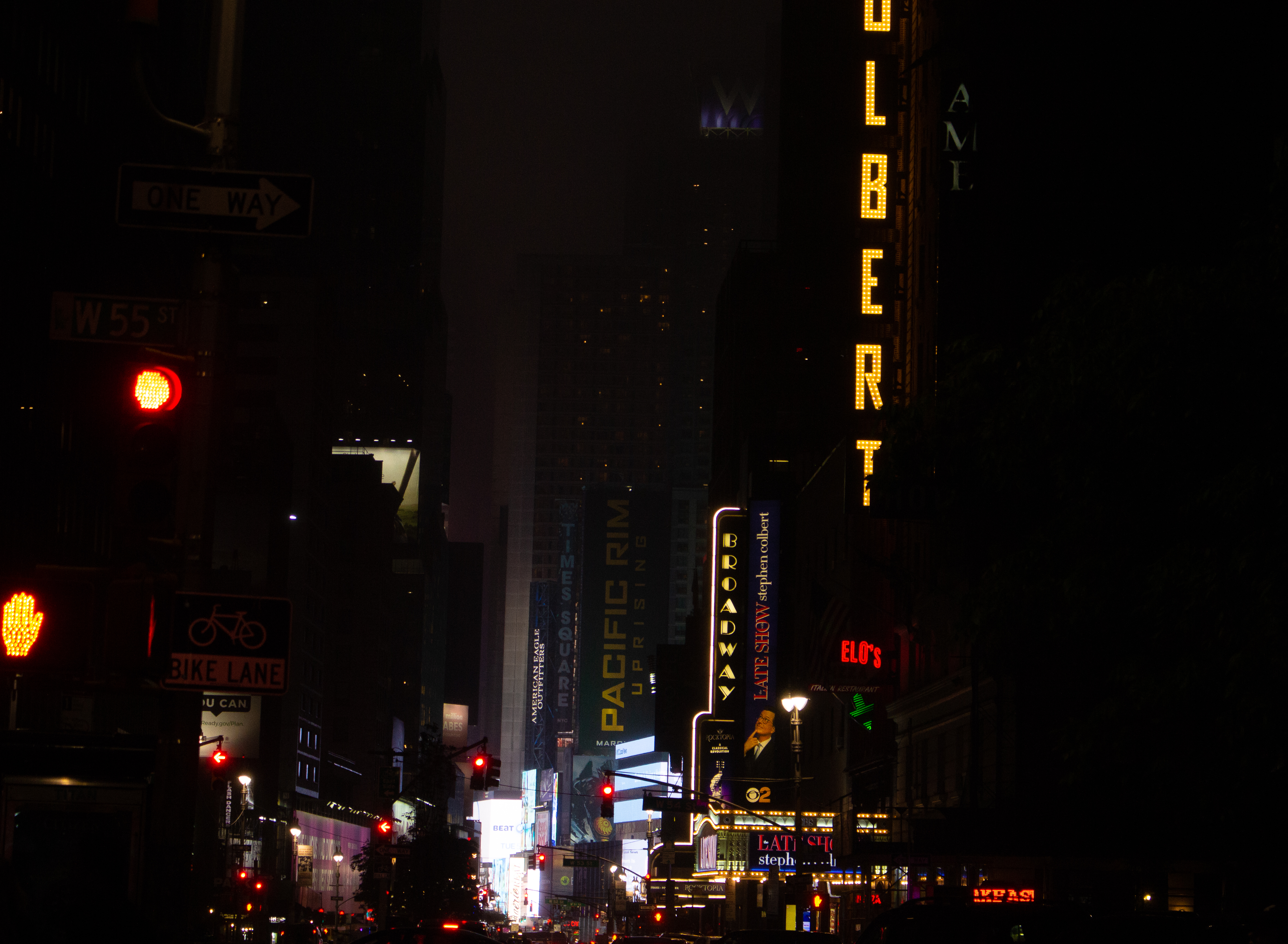 Broadway at night.